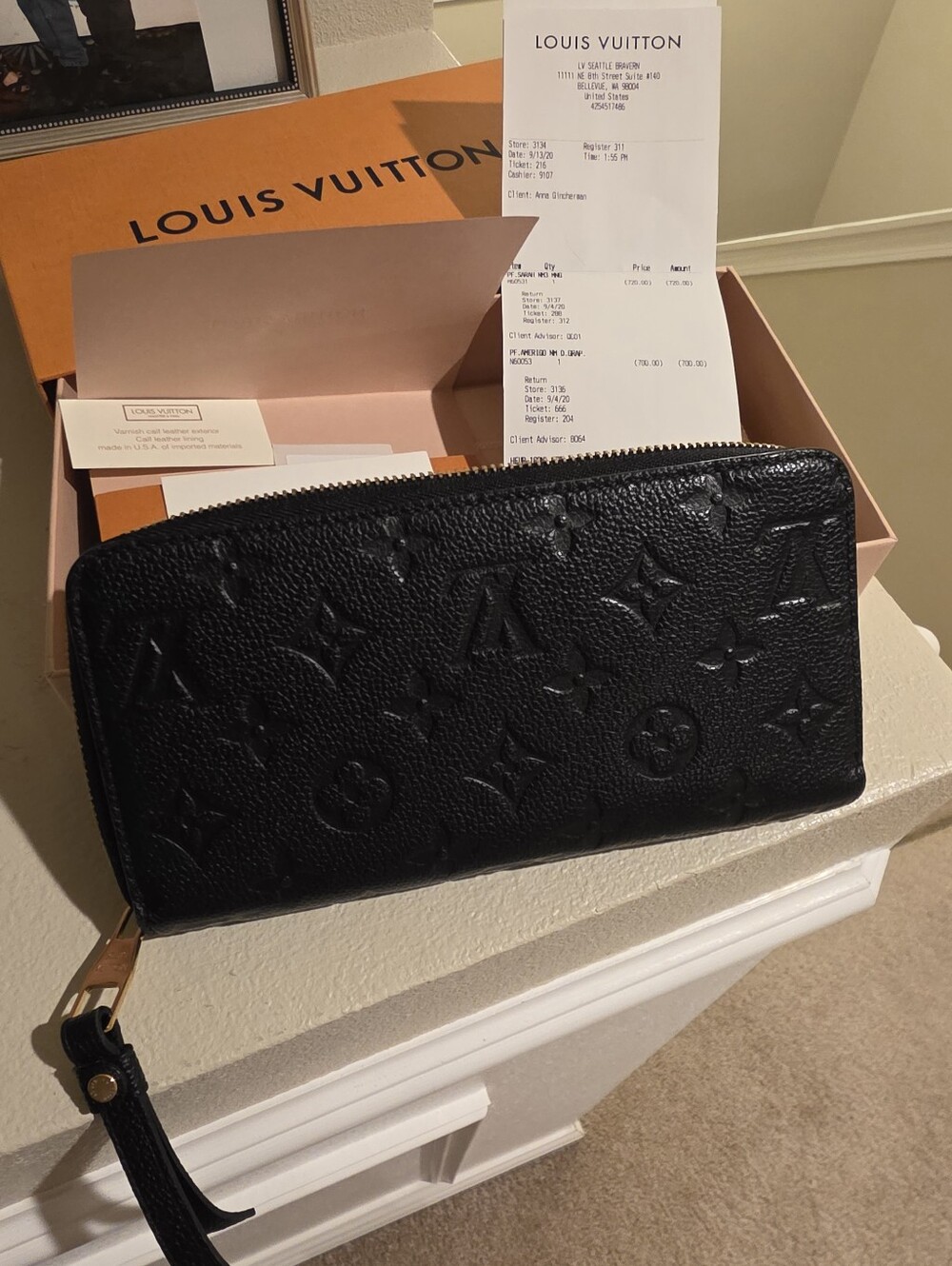 Louis Vuitton M61864 Monogram Empreinte Zippy Wallet - Black